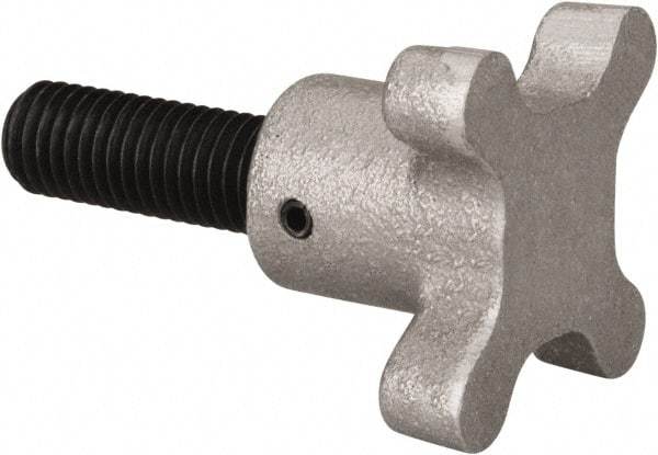 Gibraltar - 5/8-11 Lobed Shoulder Flat Tip Grade C-12L14 Steel Thumb Screw - 3-1/4" OAL, 2-1/2" Head Diam x 1-1/2" Head Height, Black Oxide Finish - Americas Industrial Supply