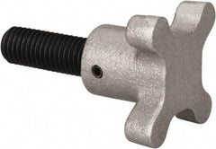 Gibraltar - 5/8-11 Lobed Shoulder Flat Tip Grade C-12L14 Steel Thumb Screw - 3-1/4" OAL, 2-1/2" Head Diam x 1-1/2" Head Height, Black Oxide Finish - Americas Industrial Supply
