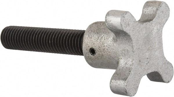 Gibraltar - 5/8-11 Lobed Shoulder Flat Tip Grade C-12L14 Steel Thumb Screw - 4-1/2" OAL, 2-1/2" Head Diam x 1-1/2" Head Height, Black Oxide Finish - Americas Industrial Supply