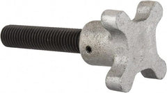 Gibraltar - 5/8-11 Lobed Shoulder Flat Tip Grade C-12L14 Steel Thumb Screw - 4-1/2" OAL, 2-1/2" Head Diam x 1-1/2" Head Height, Black Oxide Finish - Americas Industrial Supply