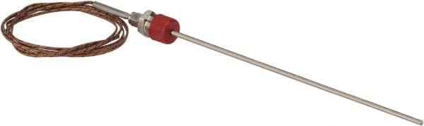Thermo Electric - 0 to 1600°F, J Pipe Fitting, Thermocouple Probe - 6 Ft. Cable Length, Stripped Ends, 9 Sec Response Time - Americas Industrial Supply