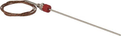 Thermo Electric - 0 to 1600°F, J Pipe Fitting, Thermocouple Probe - 6 Ft. Cable Length, Stripped Ends, 9 Sec Response Time - Americas Industrial Supply