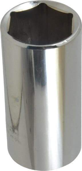 Proto - 1", 3/8" Drive, Deep Hand Socket - 6 Points, 2-3/4" OAL, Chrome Finish - Americas Industrial Supply