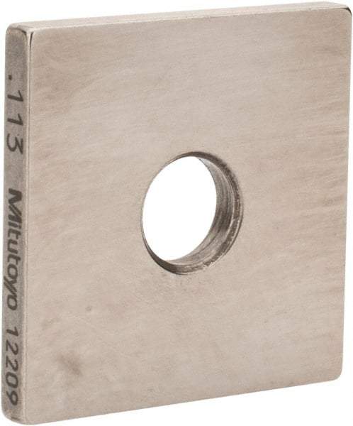 Mitutoyo - 0.113" Square Steel Gage Block - Accuracy Grade 0, Includes Certificate of Inspection - Americas Industrial Supply