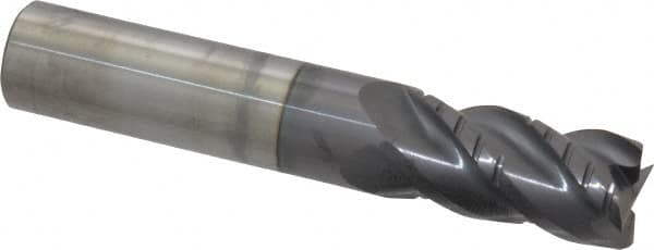 ProMax - 5/8" Diam, 1-1/4" LOC, 4 Flute Solid Carbide Roughing & Finishing Square End Mill - AlTiN Finish, 3-1/2" OAL, 5/8" Shank Diam, Weldon Shank, 40° Helix, Centercutting, Regular Length - Americas Industrial Supply