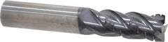 ProMax - 1/2" Diam, 1-1/4" LOC, 4 Flute Solid Carbide Roughing & Finishing Corner Radius End Mill - AlTiN Finish, 3" OAL, 1/2" Shank Diam, Weldon Shank, 40° Helix, Centercutting, Regular Length - Americas Industrial Supply