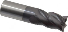 ProMax - 1" Diam, 1-3/4" LOC, 4 Flute Solid Carbide Roughing & Finishing Corner Radius End Mill - AlTiN Finish, 4" OAL, 1" Shank Diam, Weldon Shank, 40° Helix, Centercutting, Regular Length - Americas Industrial Supply