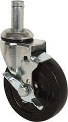 Value Collection - 5" Diam x 1-1/4" Wide x 6-15/32" OAH Stem Mount Swivel Caster with Brake - Americas Industrial Supply