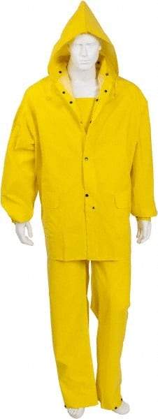 PRO-SAFE - Size 5XL, Yellow, Rain Three Piece Suit - 67" Chest, Detachable Hood, Take Up Snaps Ankle, Take Up Snaps Wrist - Americas Industrial Supply