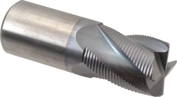 Accupro - 1" Diam, Fine Pitch, 1-1/4" LOC, 4 Flute Solid Carbide Roughing Square End Mill - TiCN Finish, 3" OAL, 1" Shank Diam, Single End, Centercutting, 30° Helix - Americas Industrial Supply
