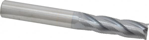 Accupro - 5/8" Diam, Fine Pitch, 2-1/4" LOC, 4 Flute Solid Carbide Roughing Square End Mill - TiCN Finish, 5" OAL, 5/8" Shank Diam, Single End, Centercutting, 30° Helix - Americas Industrial Supply