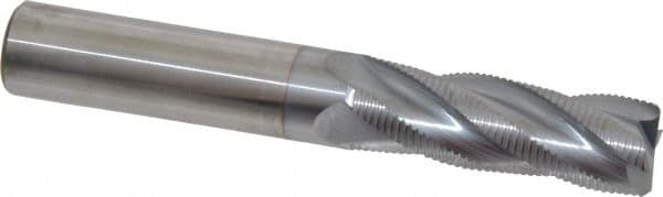 Accupro - 3/4" Diam, Fine Pitch, 2-1/4" LOC, 4 Flute Solid Carbide Roughing Square End Mill - TiCN Finish, 5" OAL, 3/4" Shank Diam, Single End, Centercutting, 30° Helix - Americas Industrial Supply