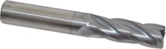 Accupro - 3/4" Diam, Fine Pitch, 2-1/4" LOC, 4 Flute Solid Carbide Roughing Square End Mill - TiCN Finish, 5" OAL, 3/4" Shank Diam, Single End, Centercutting, 30° Helix - Americas Industrial Supply