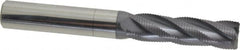 Accupro - 5/8" Diam, Fine Pitch, 2-1/4" LOC, 4 Flute Solid Carbide Roughing Square End Mill - AlTiN Finish, 5" OAL, 5/8" Shank Diam, Single End, Centercutting, 30° Helix - Americas Industrial Supply