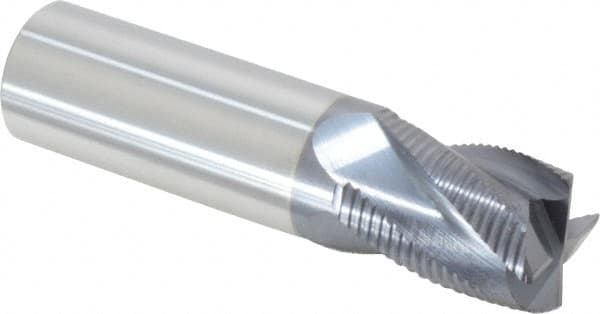 Accupro - 3/4" Diam, Fine Pitch, 1" LOC, 4 Flute Solid Carbide Roughing Square End Mill - AlTiN Finish, 3" OAL, 3/4" Shank Diam, Single End, Centercutting, 30° Helix - Americas Industrial Supply