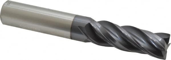 Accupro - 3/4", 4 Flute, Single End, Solid Carbide, Corner Chamfer End Mill - 5" OAL, Right Hand Flute, 2-1/4" LOC, Right Hand Cut - Americas Industrial Supply