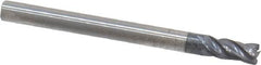 Accupro - 1/8", 4 Flute, Single End, Solid Carbide, Corner Chamfer End Mill - 1-1/2" OAL, Right Hand Flute, 1/4" LOC, Right Hand Cut - Americas Industrial Supply