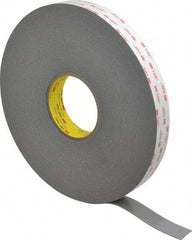 3M - 1" x 36 Yd Acrylic Adhesive Double Sided Tape - 45 mil Thick, Gray, Acrylic Foam Liner, Continuous Roll, Series 4941 - Americas Industrial Supply