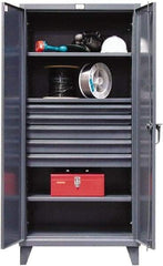 Strong Hold - 3 Shelf 5 Bin Locking Storage Cabinet - Steel, 36" Wide x 24" Deep x 78" High, Dark Gray - Americas Industrial Supply