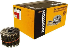 Stanley Bostitch - 11 Gauge 0.131" Shank Diam 3-1/4" Long Framing Nails for Power Nailers - Steel, Yellow Zinc Finish, Smooth Shank, Coil Wire Collation, Round Head, Diamond Point - Americas Industrial Supply