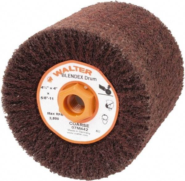 WALTER Surface Technologies - 4-1/2" Diam Aluminum Oxide Unmounted Flap Wheel - 5/8" Hole, 5/8-11 Thread, 4" Wide, Nonwoven, Coarse Grade, 3,800 Max RPM - Americas Industrial Supply