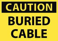 NMC - Accident Prevention Label, Header: CAUTION - Legend: Caution - Buried Cable, English, Black & Yellow, 5" Long x 3" High, Sign Muscle Finish - Americas Industrial Supply