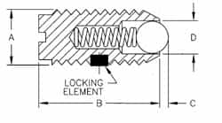 TE-CO - 5/16-18, 0.156" Ball Diam, 37/64" Body Length, 0.04" Max Ball Reach, Threaded Ball Plunger - Americas Industrial Supply