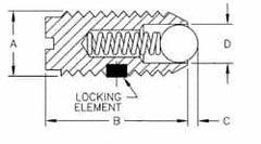 TE-CO - M8x1.25, 4.98mm Ball Diam, 16mm Body Length, 1.5mm Max Ball Reach, Threaded Ball Plunger - Americas Industrial Supply