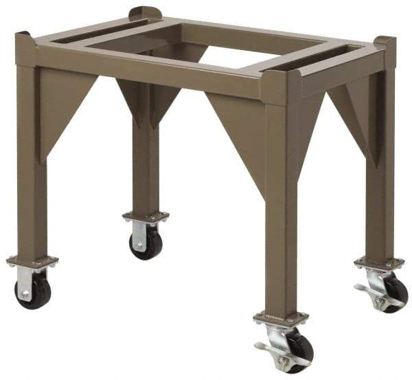 Starrett - 48" Long x 36" Wide x 28" High, Steel Rolling Inspection Surface Plate Stand - Powder Coated, Beige Gray, For Use with Starrett Surface Plates - Americas Industrial Supply
