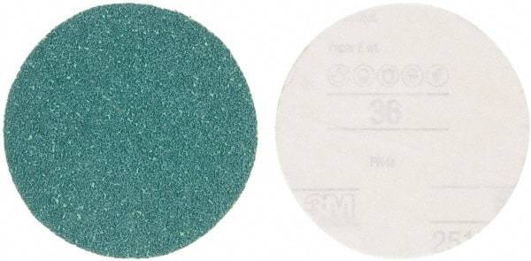 3M - 5" Diam, 36 Grit Aluminum Oxide Adhesive PSA Disc - Very Coarse Grade, Green, E Weighted Backing, Flexible, Use with Random Orbital Sanders - Americas Industrial Supply