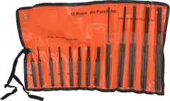 Value Collection - 13 Piece, 1/8 to 3/8", Pin Punch Set - Comes in Vinyl Case - Americas Industrial Supply