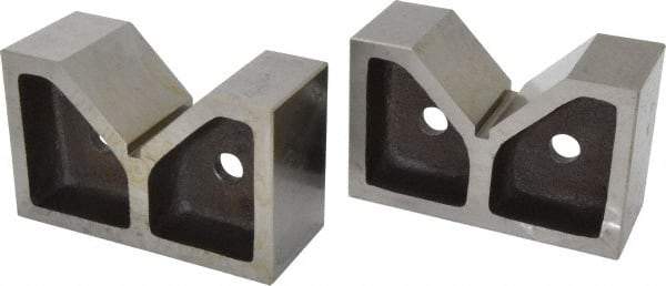 Value Collection - 3 to 3-17/32" Capacity, 90° Angle, Cast Iron V-Block - 7" Long x 3" Wide x 4-17/32" High, Sold as Matched Pair - Americas Industrial Supply