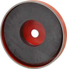 Value Collection - 25 kg Average Pull Force, 3-1/8" Diam, 1/2" High, Ceramic Pot Magnet - 3/8" Hole ID, Red, 0.34" Countersunk Hole - Americas Industrial Supply