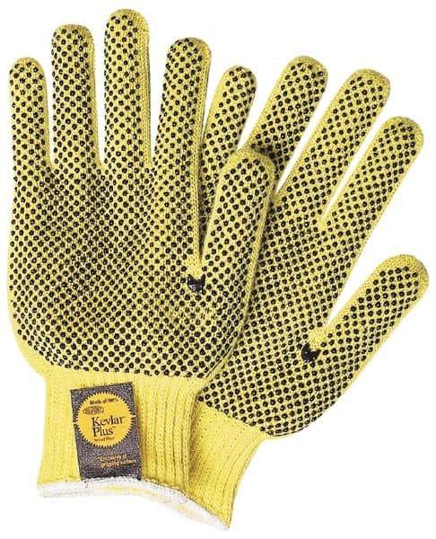 MCR Safety - Size XL (10) PVC Coated Kevlar General Protection Work Gloves - For General Purpose, Knit Wrist Cuff, Full Fingered, Yellow/Black, Paired - Americas Industrial Supply