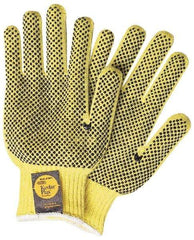 MCR Safety - Size XL (10) PVC Coated Kevlar General Protection Work Gloves - For General Purpose, Knit Wrist Cuff, Full Fingered, Yellow/Black, Paired - Americas Industrial Supply