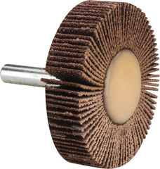 Merit Abrasives - 2" Diam x 1/2" Face Width, Medium Ceramic Alumina Coated Mounted Flap Wheel - 1/4" Shank Mount, 60 Grit, 30,000 Max RPM - Americas Industrial Supply