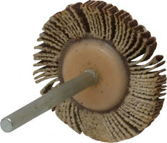 Merit Abrasives - 1-3/16" Diam x 1/8" Face Width, Fine Aluminum Oxide Coated Mounted Flap Wheel - 1/8" Shank Mount, 120 Grit, Cloth Backing, 30,000 Max RPM - Americas Industrial Supply