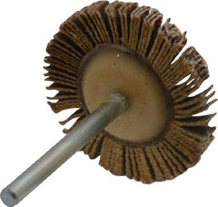 Merit Abrasives - 1-3/16" Diam x 1/8" Face Width, Very Fine Aluminum Oxide Coated Mounted Flap Wheel - 1/8" Shank Mount, 180 Grit, Cloth Backing, 30,000 Max RPM - Americas Industrial Supply