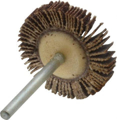 Merit Abrasives - 1-3/16" Diam x 3/16" Face Width, Medium Aluminum Oxide Coated Mounted Flap Wheel - 1/8" Shank Mount, 80 Grit, Cloth Backing, 30,000 Max RPM - Americas Industrial Supply