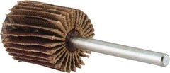 Merit Abrasives - 5/8" Diam x 3/4" Face Width, Very Fine Aluminum Oxide Coated Mounted Flap Wheel - 1/8" Shank Mount, 240 Grit, Cloth Backing, 37,000 Max RPM - Americas Industrial Supply