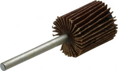 Merit Abrasives - 5/8" Diam x 3/4" Face Width, Extra Fine Aluminum Oxide Coated Mounted Flap Wheel - 1/8" Shank Mount, 320 Grit, Cloth Backing, 37,000 Max RPM - Americas Industrial Supply