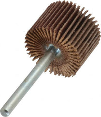 Merit Abrasives - 3/4" Diam x 1/2" Face Width, Very Fine Aluminum Oxide Coated Mounted Flap Wheel - 1/8" Shank Mount, 180 Grit, Cloth Backing, 35,000 Max RPM - Americas Industrial Supply