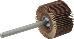 Merit Abrasives - 3/4" Diam x 1/2" Face Width, Extra Fine Aluminum Oxide Coated Mounted Flap Wheel - 1/8" Shank Mount, 320 Grit, Cloth Backing, 35,000 Max RPM - Americas Industrial Supply