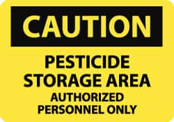 NMC - "Caution - Pesticide Storage Area - Authorized Personnel Only", 7" Long x 10" Wide, Pressure-Sensitive Vinyl Safety Sign - Rectangle, 0.004" Thick, Use for Hazardous Materials - Americas Industrial Supply
