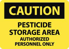 NMC - "Caution - Pesticide Storage Area - Authorized Personnel Only", 7" Long x 10" Wide, Pressure-Sensitive Vinyl Safety Sign - Rectangle, 0.004" Thick, Use for Hazardous Materials - Americas Industrial Supply