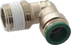 Parker - 1/2" Outside Diam, 1/2 NPTF, Nickel Plated Brass Push-to-Connect Tube Male Elbow - 300 Max psi, Tube to Male NPT Connection, Buna-N O-Ring - Americas Industrial Supply