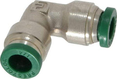Parker - 1/4" Outside Diam, Nickel Plated Brass Push-to-Connect Tube Union Elbow - 300 Max psi, Tube to Tube Connection, Buna-N O-Ring - Americas Industrial Supply