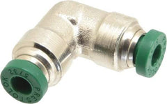 Parker - 5/32" Outside Diam, Nickel Plated Brass Push-to-Connect Tube Union Elbow - 300 Max psi, Tube to Tube Connection, Buna-N O-Ring - Americas Industrial Supply
