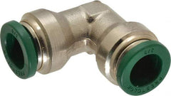 Parker - 3/8" Outside Diam, Nickel Plated Brass Push-to-Connect Tube Union Elbow - 300 Max psi, Tube to Tube Connection, Buna-N O-Ring - Americas Industrial Supply