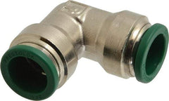 Parker - 1/2" Outside Diam, Nickel Plated Brass Push-to-Connect Tube Union Elbow - 300 Max psi, Tube to Tube Connection, Buna-N O-Ring - Americas Industrial Supply